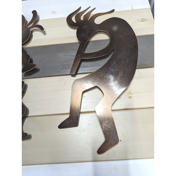 2 Kokopelli Copper Fertility Aztec Musicians 20" Wall Decor Metal Dancing Gift - Picture 2 of 8